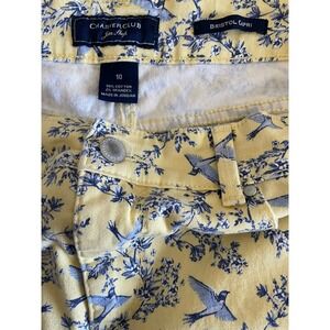Charter Club Bristol Capri Pants Size 10 Yellow Blue Bird Floral Stretch Cotton